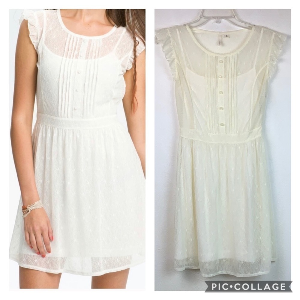 NEW Frenchi cream lace victorian romantic dress S